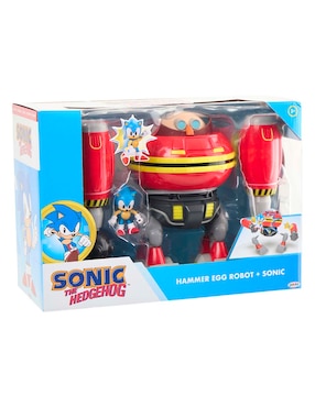 Figura de acción Sonic The Hedgehog Hammer Egg Robot y Sonic Jakks Pacific con movimiento