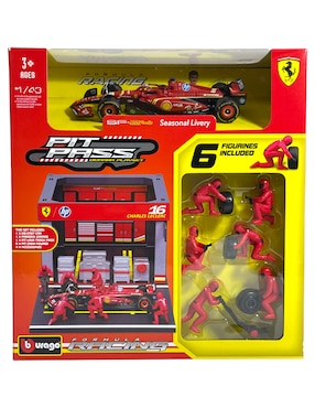 Vehículo a escala Bburago pit stop ferrari sf-24 Charles Leclerc