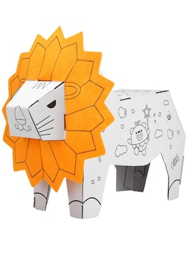 Figura armable de cartón para pintar, león. Diy doodle Pingüe