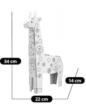 Figura armable de cartón para pintar, jirafa. Diy doodle Pingüe