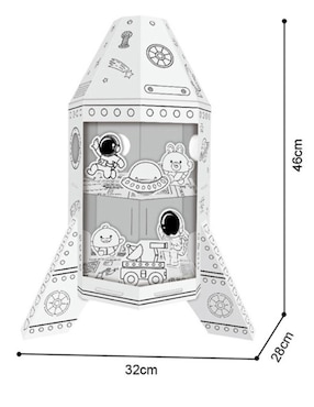 Figura armable de cartón para pintar, nave espacial. Diy doodle Pingüe