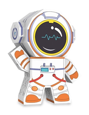 Figura armable de cartón para pintar, astronauta. Diy doodle Pingüe