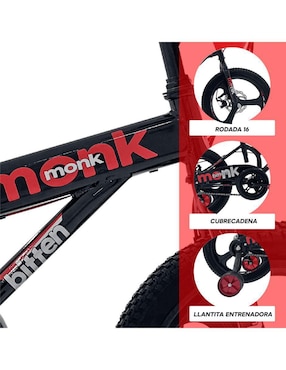 Bicicleta infantil Monk rodada 16 bitten unisex