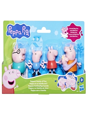 Set de figura de colección articulada Papá cerdito, Mamá cerdita, George, Peppa y la bebé Evie Peppa Pig