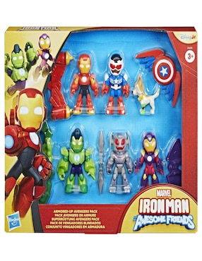 Set figuras de juguete articulada Iron Man y Sus Sorprendentes Amigos Vengadores blindados especial Marvel