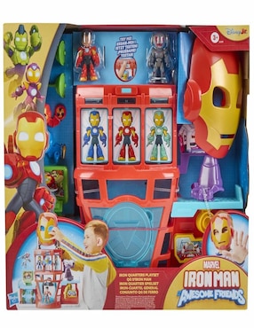 Set figuras acción articulada Iron Man y Sus Sorprendentes Amigos Iron-Cuartel General Marvel con sonido