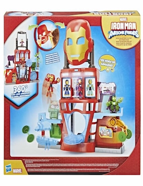 Set figuras acción articulada Iron Man y Sus Sorprendentes Amigos Iron-Cuartel General Marvel con sonido