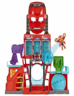 Set figuras acción articulada Iron Man y Sus Sorprendentes Amigos Iron-Cuartel General Marvel con sonido