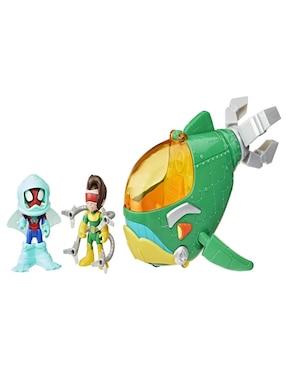 Set figuras de juguete articulada Spidey And His Amazing Friends Water-Webs Dock Ock - Submarino Doc Ock Marvel