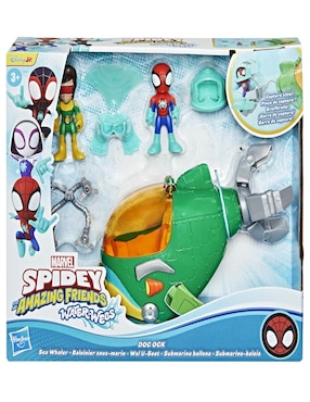 Set figuras de juguete articulada Spidey And His Amazing Friends Water-Webs Dock Ock - Submarino Doc Ock Marvel