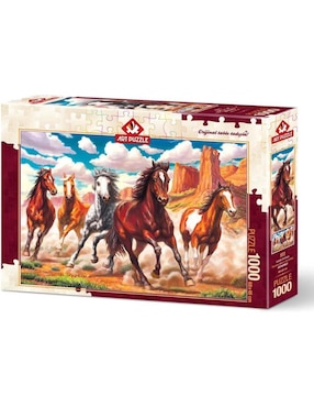 Rompecabezas caballos corriendo salvajemente en el valle Art Puzzle 1000 piezas