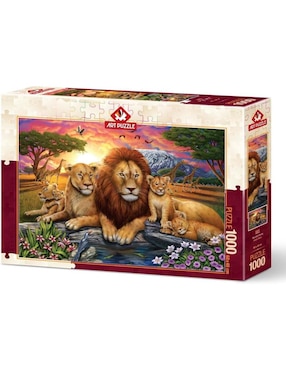 Rompecabezas Leones en la Sabana Familia de Leones Art Puzzle 1000 piezas
