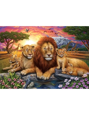 Rompecabezas Leones en la Sabana Familia de Leones Art Puzzle 1000 piezas
