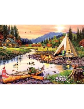 Pompecabezas Paisaje Amigos de Camping art puzzle 3000 piezas