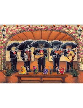 Rompecabezas gatos y más gatos mariachi miau Art Puzzle 500 piezas