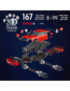 Rompecabezas 3D Autos clásicos Dodge Challenger R/T Scat Pack Widebody Ravensburger 167 piezas