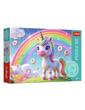 Rompecabezas Unicornio con Arcoiris y Dulces Trefl 60 piezas