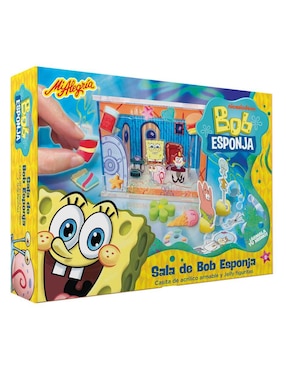 Mi Alegria Sala de Bob Esponja casita de acrílico armable y jelly figuritas 2544