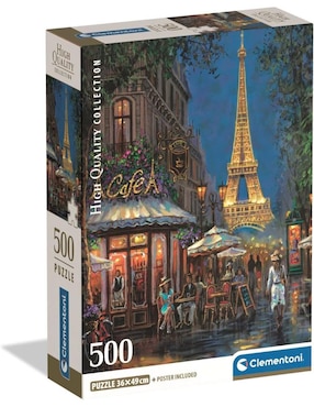Rompecabezas Torre Eiffel, París Cafe Eiffel de Noche Clementoni 500 piezas