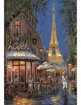 Rompecabezas Torre Eiffel, París Cafe Eiffel de Noche Clementoni 500 piezas
