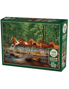 Rompecabezas Caballos Spring Creek Run Cobble Hill 1000 piezas