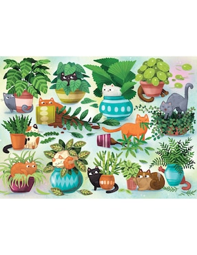 Rompecabezas Gatos y más gatos Cats vs Plants Cobble Hill 500 piezas