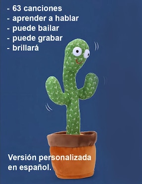 Peluche de Cactus Cm-Top luminoso, baila, canta y repite voz