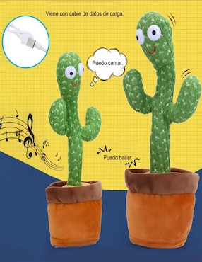 Peluche de Cactus Cm-Top luminoso, baila, canta y repite voz