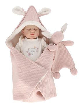 Set cobija y monito de conejo para muñeca Pipapo Conejo Rosa