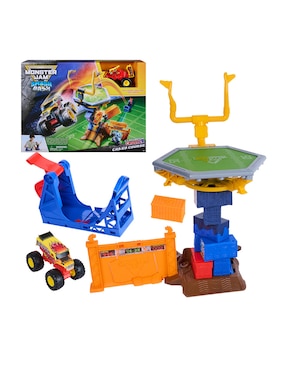 Set pista y automóviles Monster Jam smash & bash classroom crusher crash course