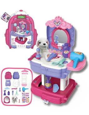 Set 2 en 1 Veterinaria y Belleza con Perrito de Peluche Magicamente juego de rol para niños