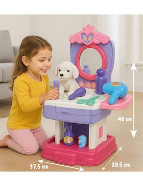 Set 2 en 1 Veterinaria y Belleza con Perrito de Peluche Magicamente juego de rol para niños