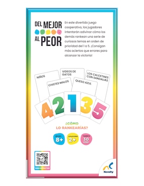 Juego de cartas del mejor al peor Novelty Juegos de Mesa