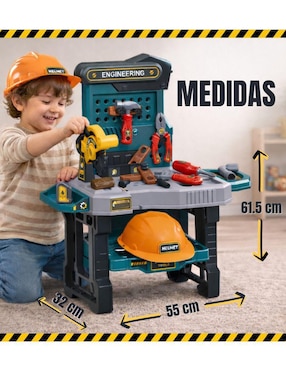 Mesa de Herramientas para Niños con Banco y Accesorios Magicamente juego de rol para niños