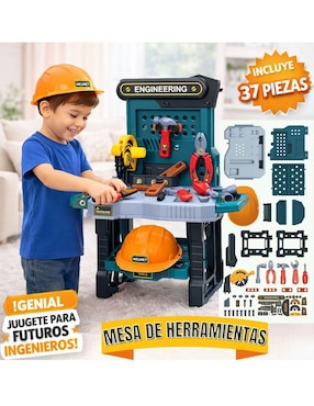 Mesa de Herramientas para Niños con Banco y Accesorios Magicamente juego de rol para niños