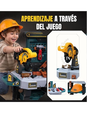 Mesa de Herramientas para Niños con Banco y Accesorios Magicamente juego de rol para niños