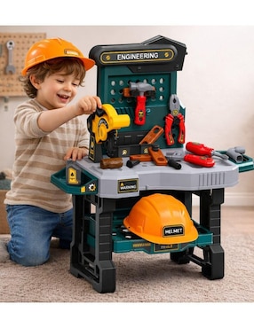 Mesa de Herramientas para Niños con Banco y Accesorios Magicamente juego de rol para niños