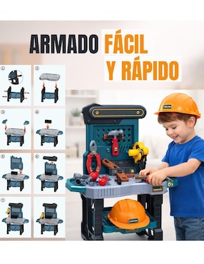 Mesa de Herramientas para Niños con Banco y Accesorios Magicamente juego de rol para niños