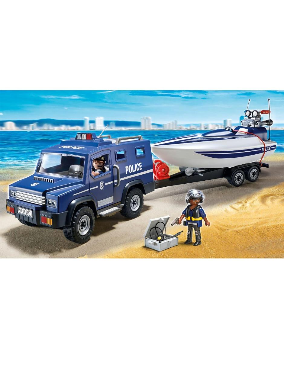 City action Coche policía con lancha 5187 4