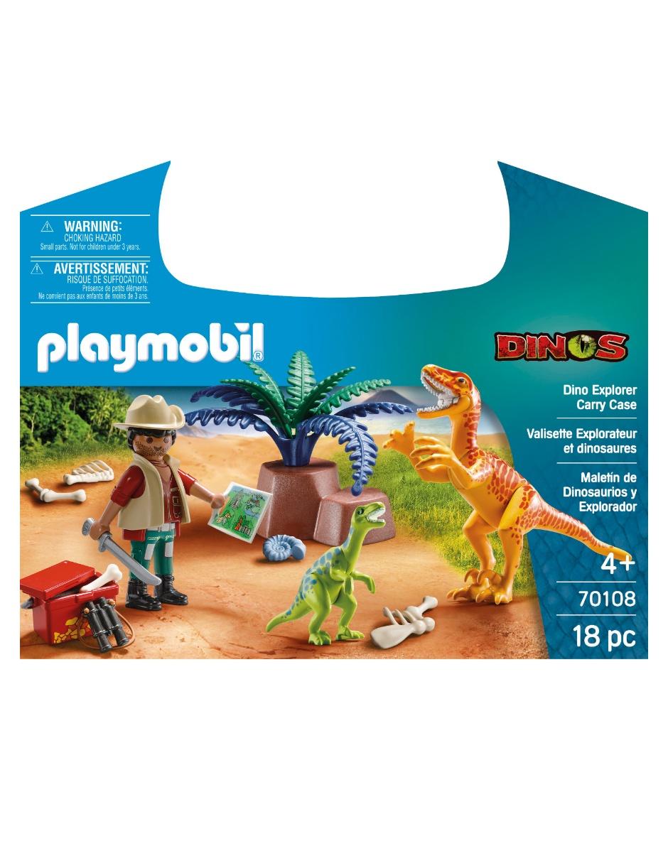 Set de construcción Playmobil Maletín de Dinosaurios y Explorador con 18  piezas