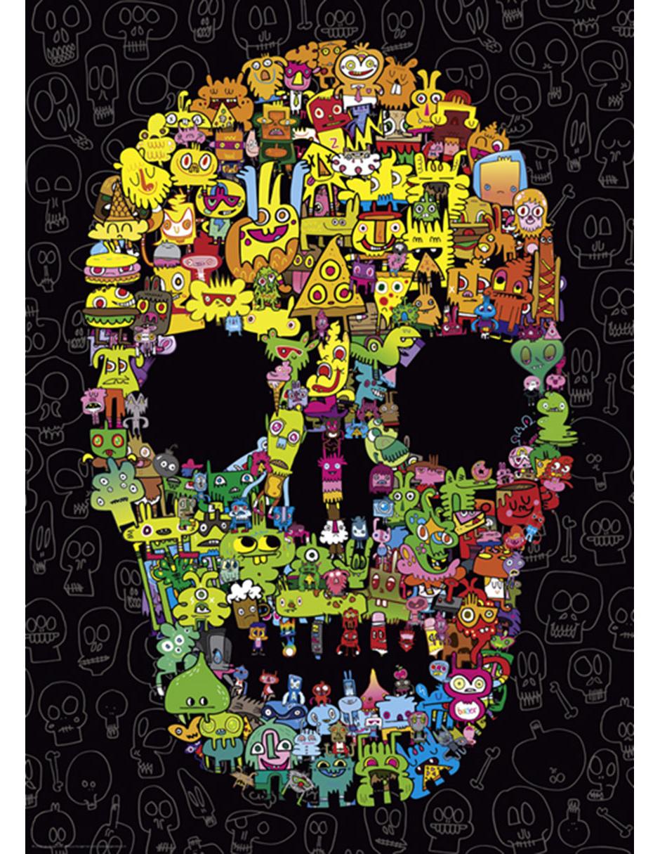 Rompecabezas Burgerman: Collage Calavera 1000 Piezas 2