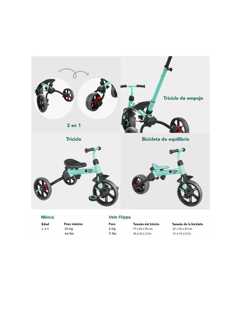 Triciclo Y-Velo Refresh 2.0 Flippa verde negro 5