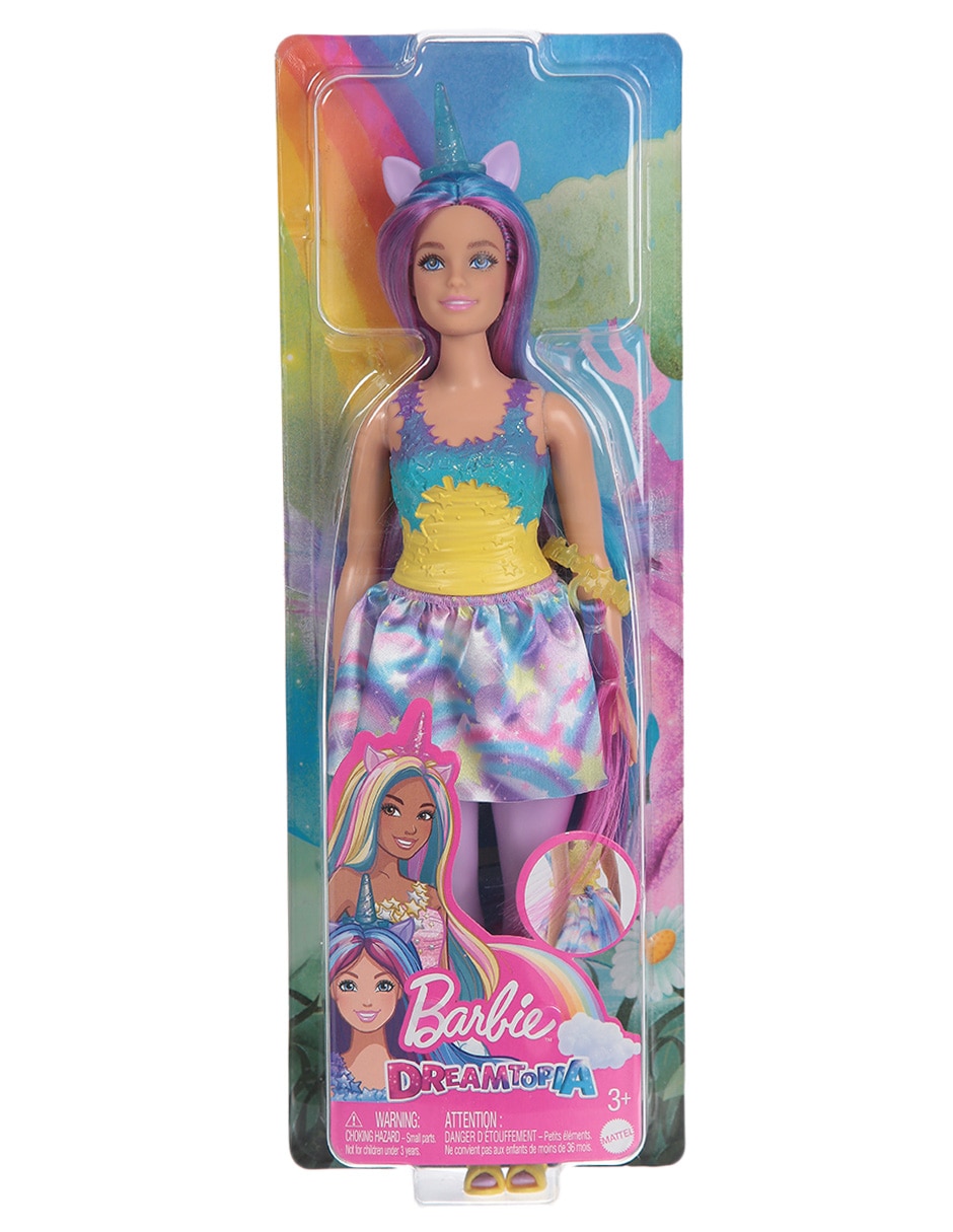 Muñeca fashion Barbie Dreamtopia Unicornio cuerno azul