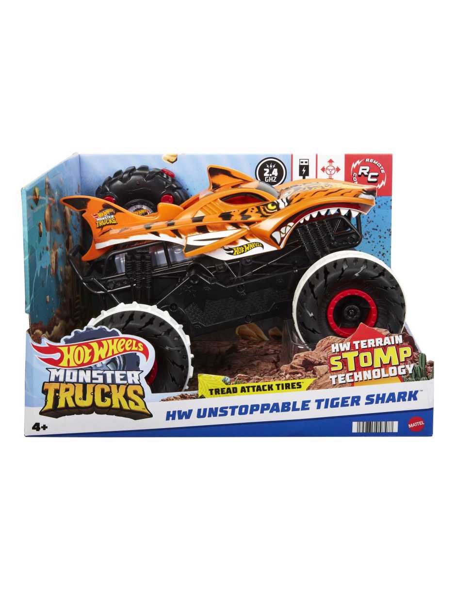 Carro a control remoto Hot Wheels Unstoppable Tiger Shark Monster Truck Toys R Us