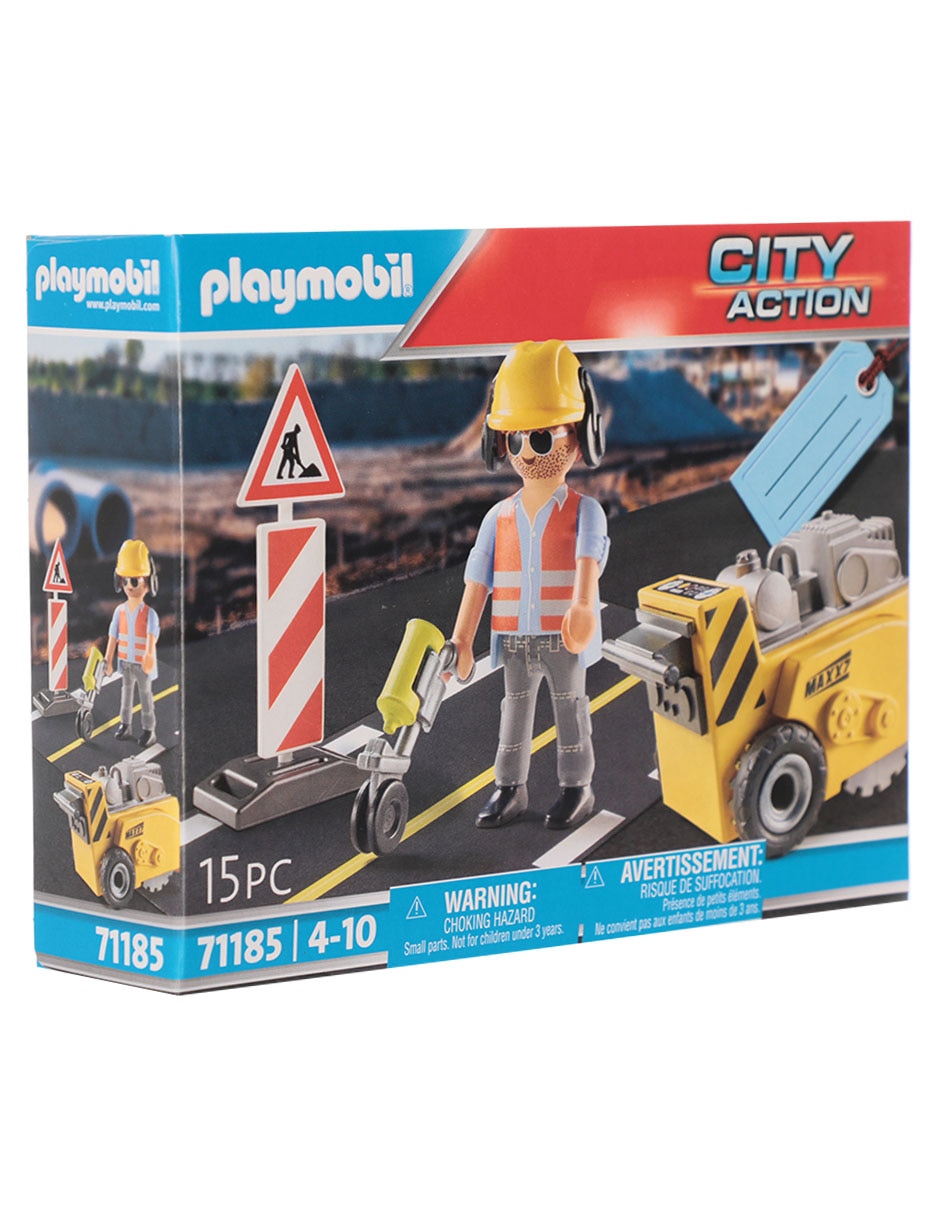 Set de construcción Trabajador de la construcción con cortador de bordes de City action con 15 piezas 2