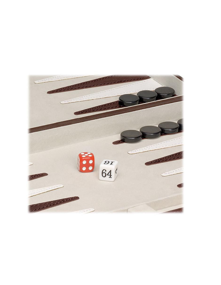 Backgammon 709C Color Blanco Juego con Maleta para viaje 3