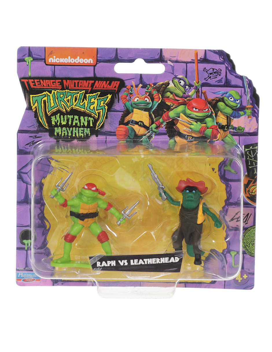 Set figuras acción Tortugas Ninja Raph vs Leatherhead Bandai