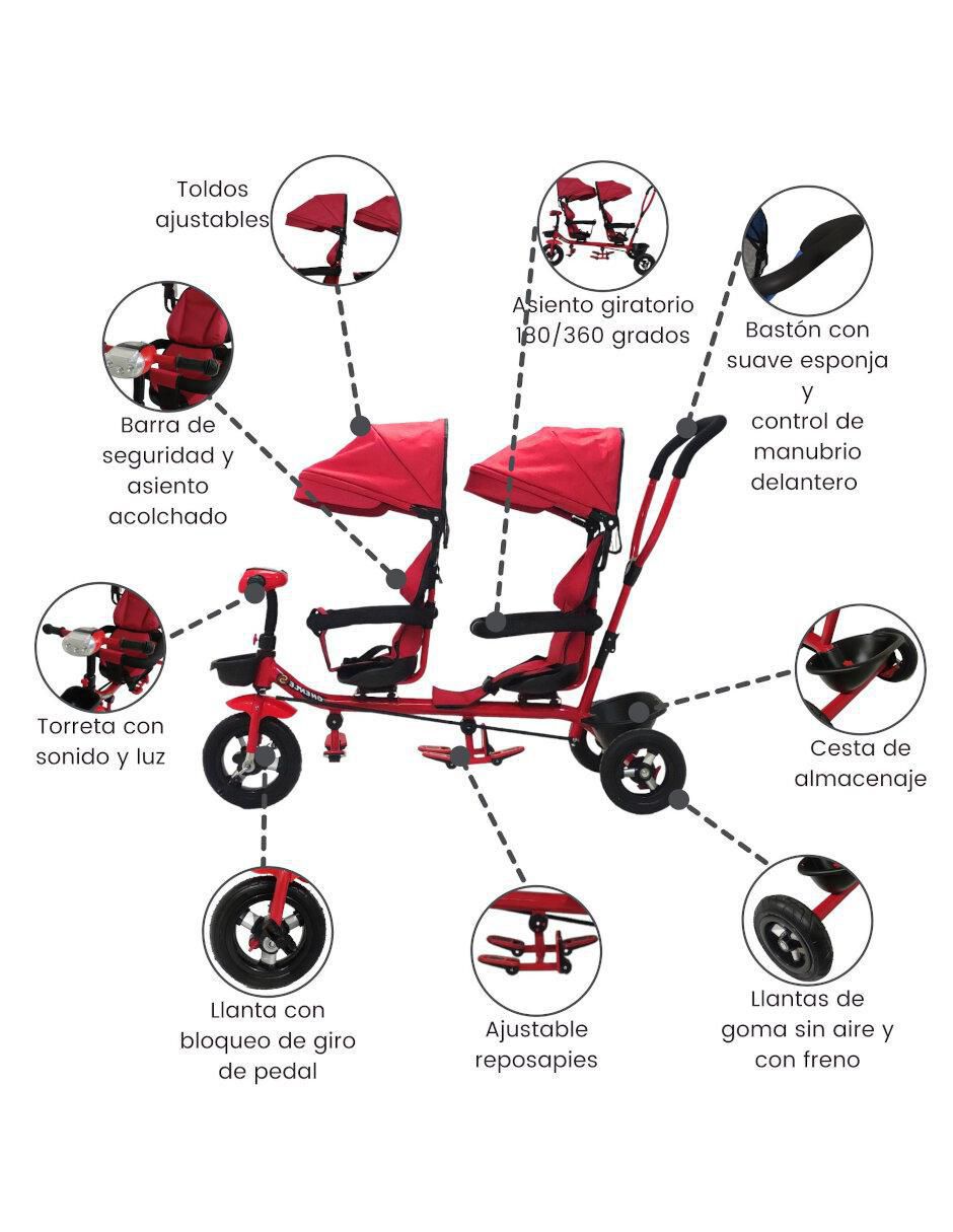 Triciclo the baby shop "rodada" 10 gemelar doble "para" unisex