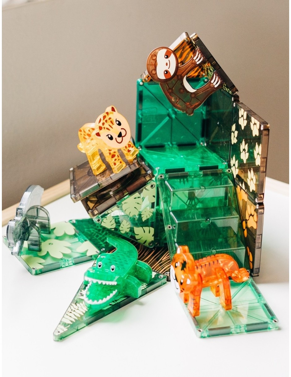 Magna-tiles jungle animals set 25 piezas 21225 Clear Colors 2