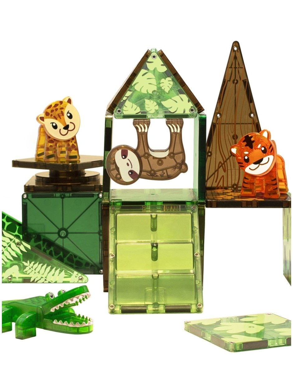 Magna-tiles jungle animals set 25 piezas 21225 Clear Colors 7